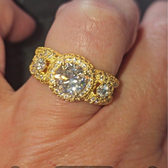 Certified 1.2 CT Moissanite Engagement Ring Gold Plated Sterling Silver | Size 9 - Picture 8 of 13